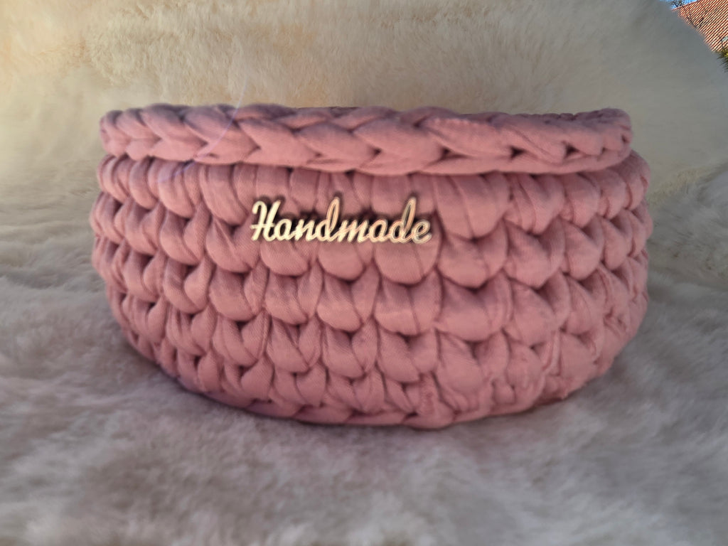 🌸 Häkel-Körbchen „Handmade Love“ – Rosa