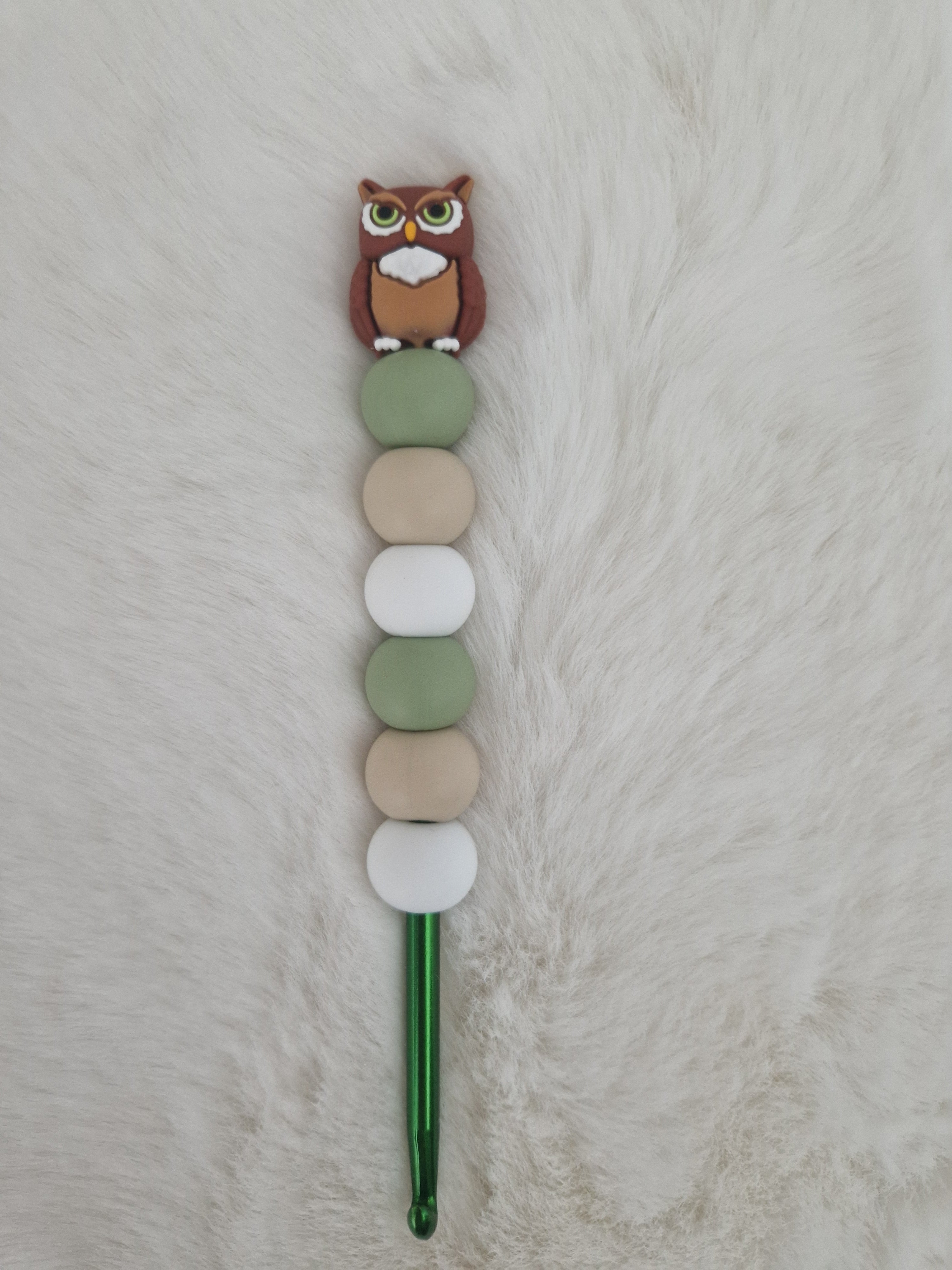🦉 Handgemachte ergonomische Häkelnadel  5,0mm "Waldkauz" Design